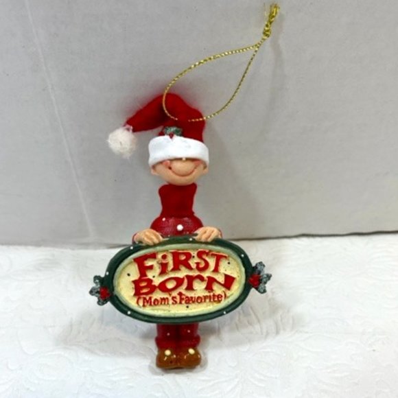 First Born Mom's Favorite Christmas Ornament Collector Elf Holiday 4" - Picture 1 of 5